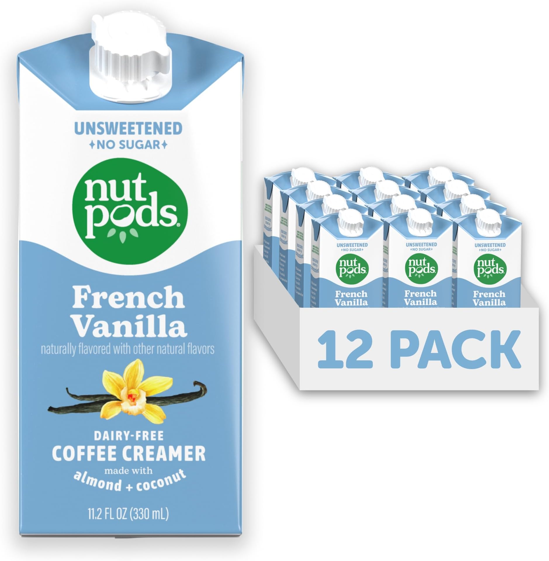 Dairy-Free Creamer Unsweetened (French Vanilla, 12-pack) - Whole30 / Paleo / Keto / Vegan / Sugar Free 11.2 ounces
