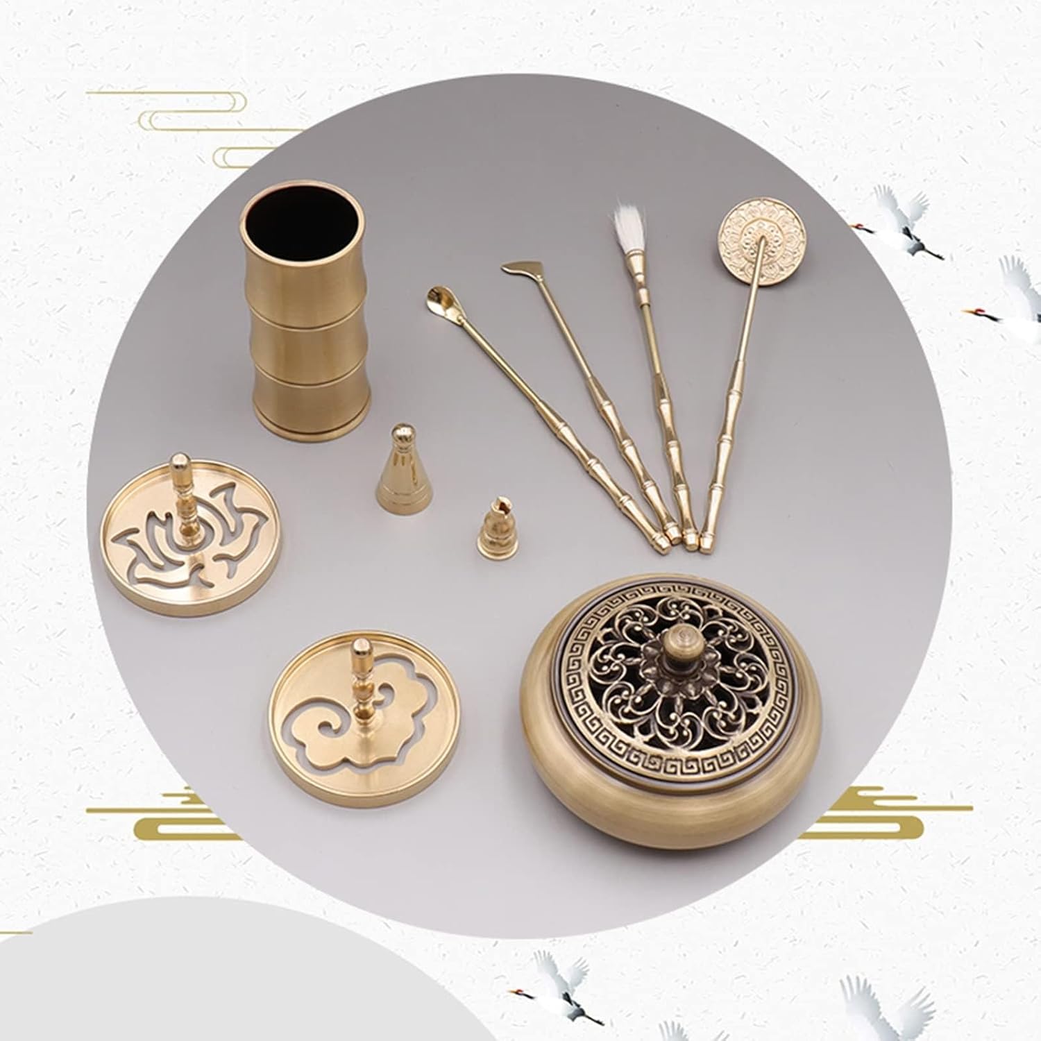 Brass Incense Making Kit, DIY Backflow Tower, Incense Mold Tool Set, Meditation Incense Burner for Home Fragrance