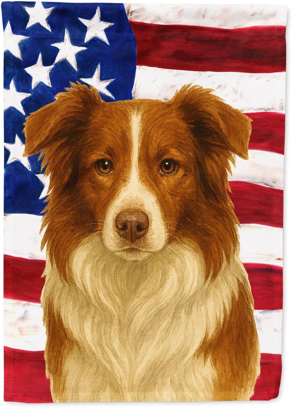 Caroline's Treasures Red and White Border Collie American Flag House Flag Large Porch Sleeve Pole Decorative Outside Yard Banner Artwork Wall Hanging, Polyester, House Size, Multicolor