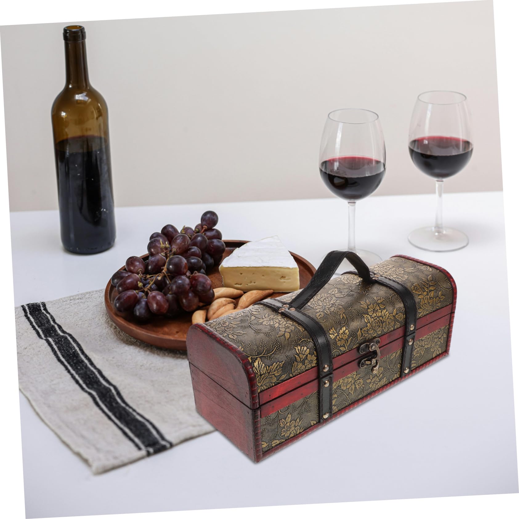 GLEAVI Scatola Vino Retro con Maniglia Confezione per Bottiglie da Vino per Regali e Speciali Sicura Viaggi
