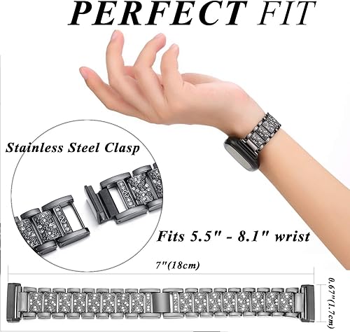 Miniatura 4 de Bandas brillantes compatibles con Fitbit Sense 2SenseVersa 4Versa 3, pulseras de repuesto para mujer, pulsera elegante y lujosa para mujer