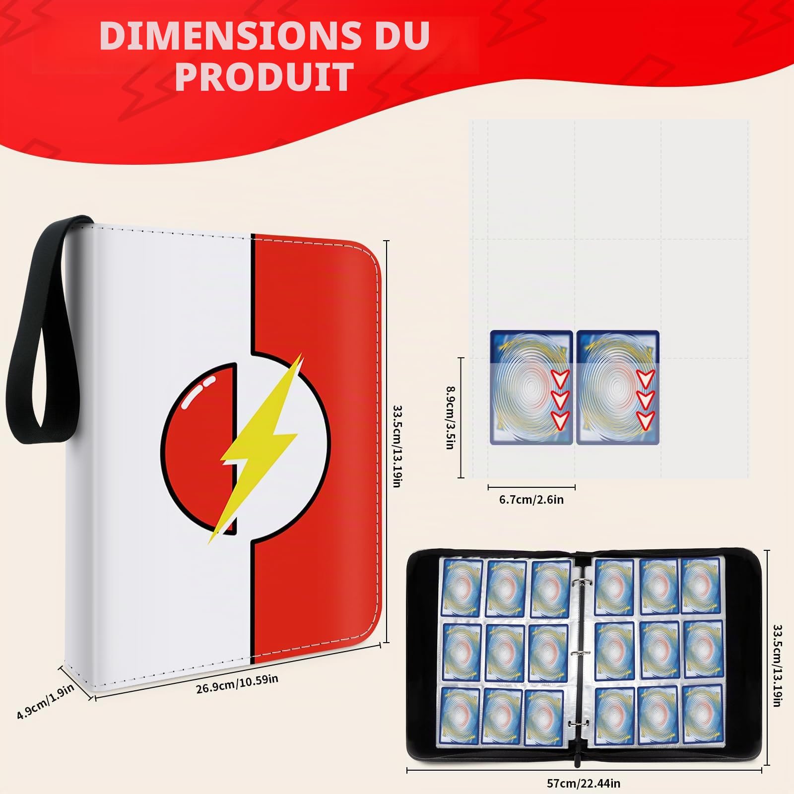 9 Poches Classeur Carte, Capacité de 50 Pages de 900 Cartes | Imperméable Album de Collection de Carte,Portable Album de Rangement de Cartes,Un Cadeau les Garçons et les Filles(9P-Rouge)