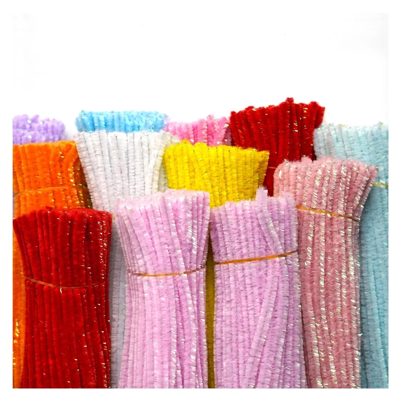 Lot de 600 cure-pipes à paillettes + 4 bâtons de colle, décoration créative (couleurs foncées)