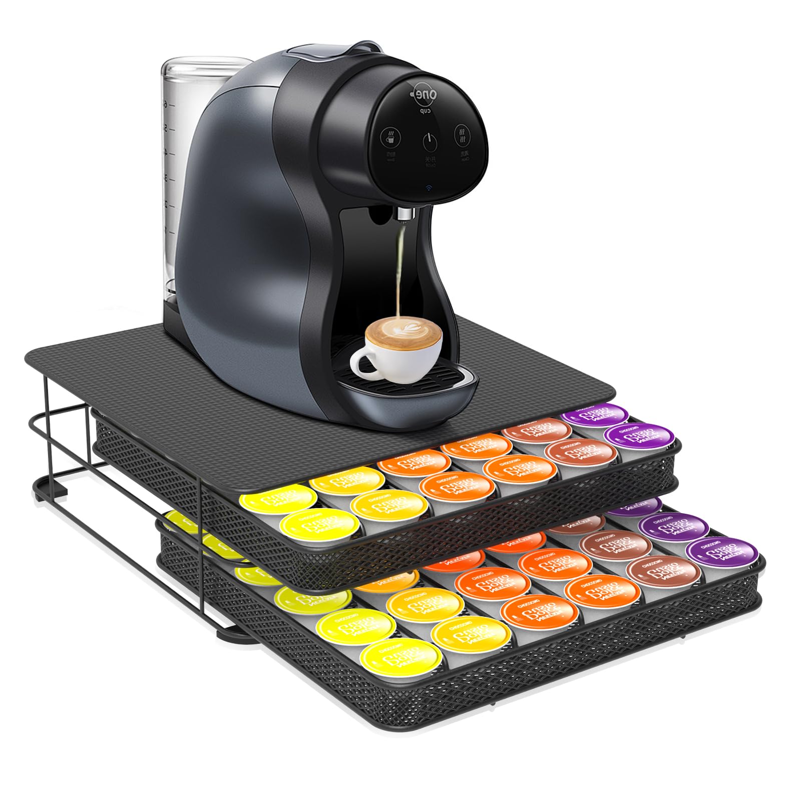 Masthome Rangement Capsules pour Dolce Gusto, Support Capsules de Café pour 72 Capsules, Porte Capsules à 2 Tiroirs Grande Capacité avec Surface Anti-Vibration, Noir