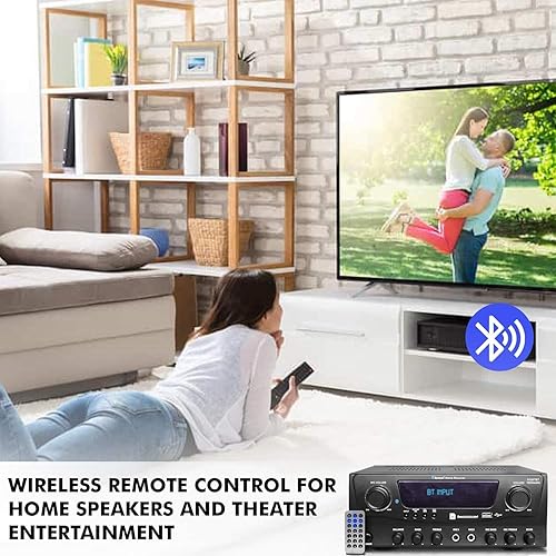 Miniatura 8 de Amplificador y receptor Bluetooth para el hogar de 1000 vatios de 2 habitaciones con lector USB y SD, (cantidad 6) 6.5 altavoces estéreo empotrados