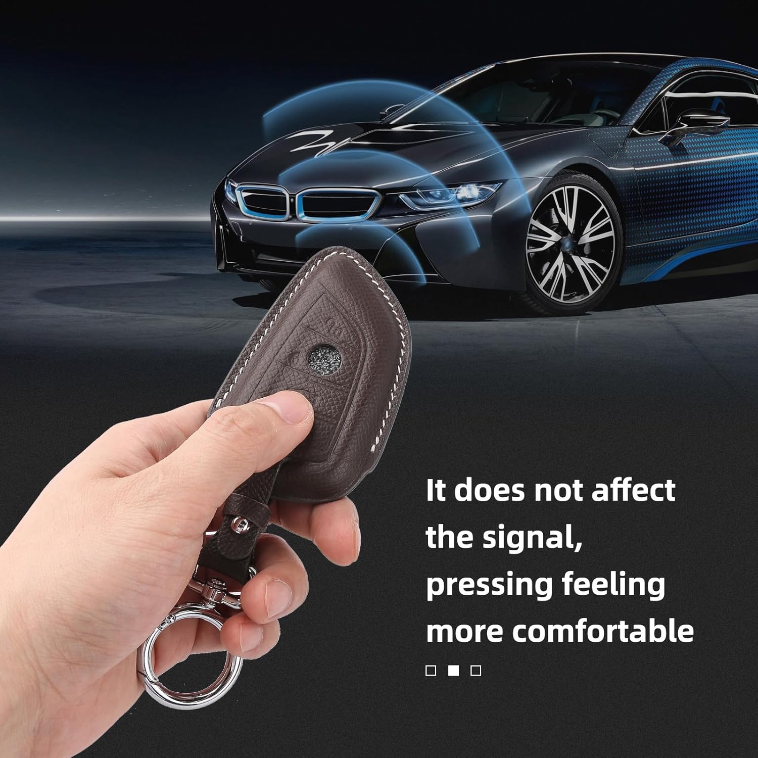 Leather Key Fob Cover Case, Keychain Shell, Compatible for BMW 2 5 6 7 X1 X2 X3 X5 X6 Series(Dark Brown) - Image 3