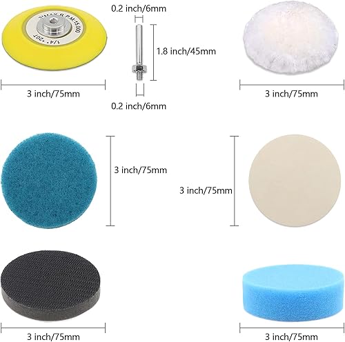 Miniatura 10 de VIBRATITE Kit de restauración de faros de automóvil, discos de lijado de pulido de automóvil de 3 pulgadas con almohadilla de respaldo de vástago de