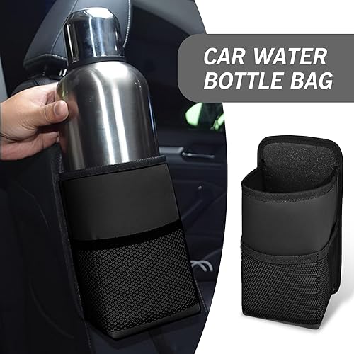 Miniatura 7 de 1 bolsa para botella de agua para automóvil, 9.8 x 5.51 pulgadas, correa ajustable, de cuero de microfibra, para colgar lateral, bolsa de taza de