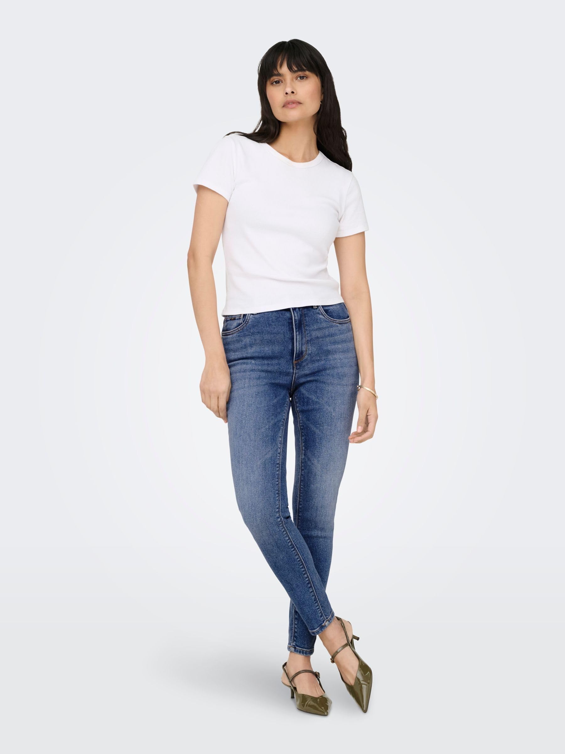 ONLY Damen ONLMILA HW SK ANK BB JEANS BJ13994 NOOS Skinny Jeans,, per pack Blau (Medium Blue Denim Medium Blue Denim), W31/L30 (Herstellergröße: 31)