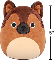 Vista 4 de Squishmallows Mario The German Shepard original de 5 pulgadas – Peluche oficial de Jazwares (pequeño)