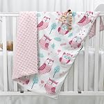 Owl Couverture enfant - Soft Kids lancer des couvertures Minky avec dos pointillé pour les filles - Couverture de crèche pour enfants 30x40 pour fille