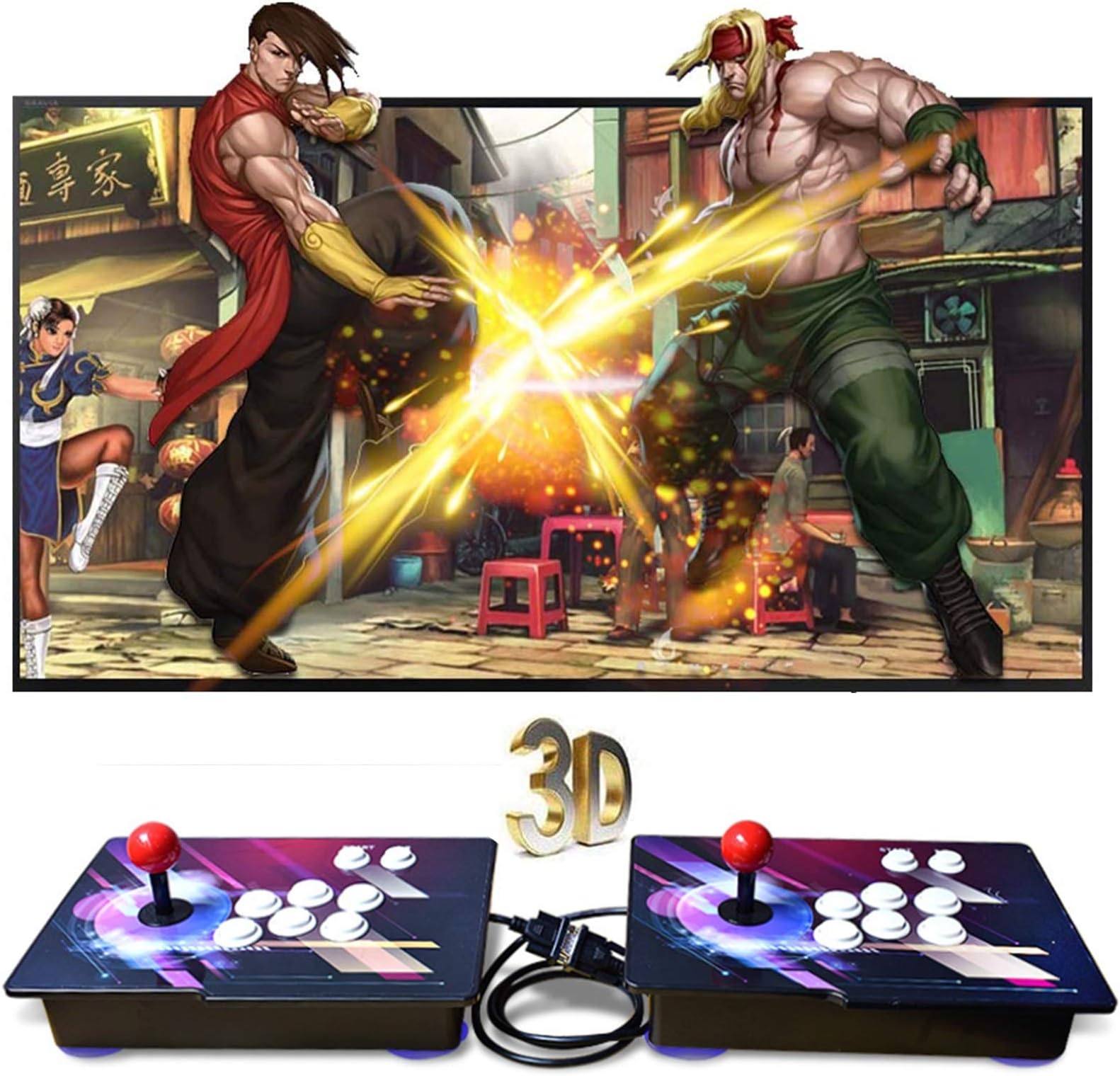 3D Arcade Pandora's Box Video Games Console Retro Box with Stick And Button Connect VGA And HDMI 1280X720 Full HD (3160 Games) 2 Players Online Game Arcade Machine with Joystick Double