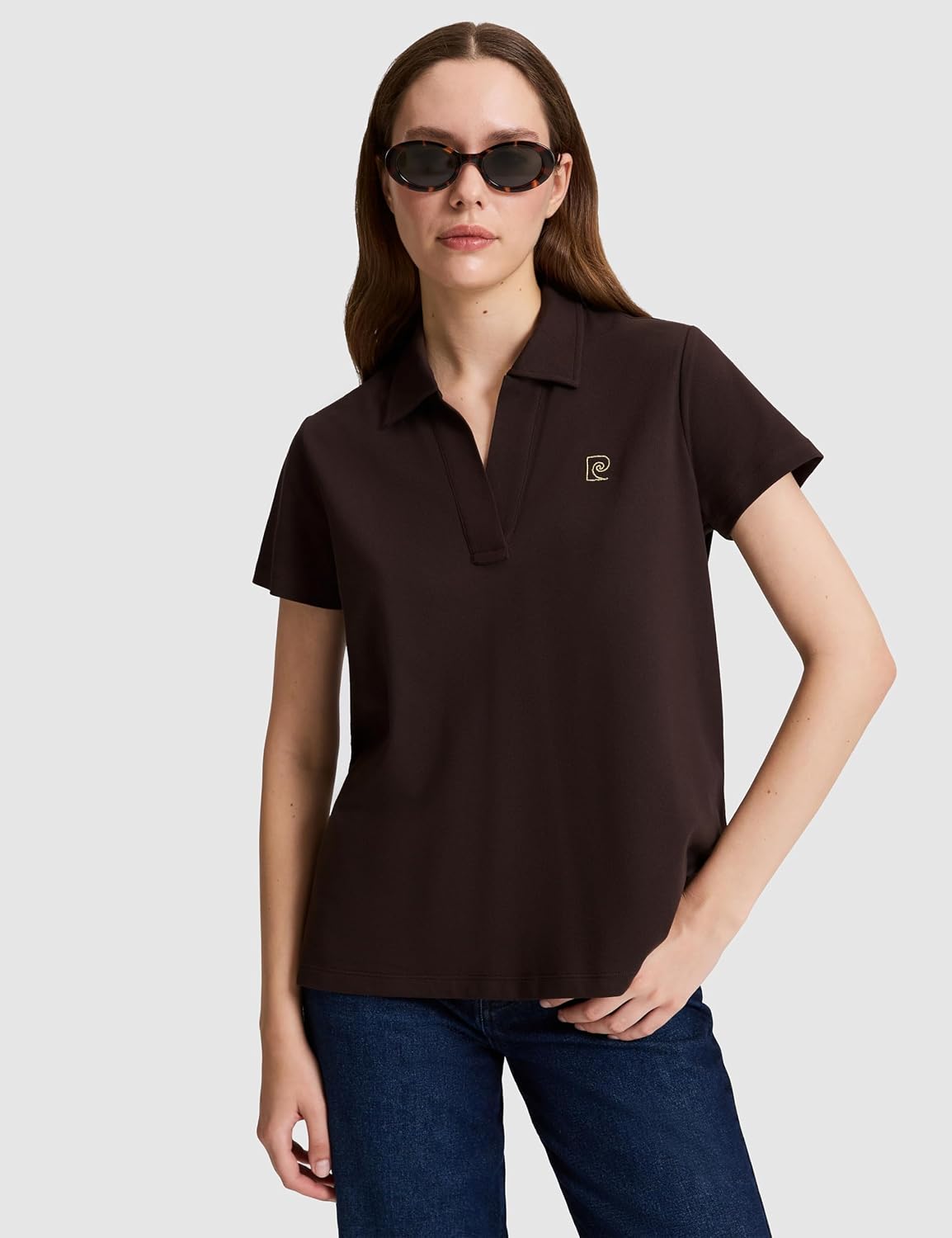 Pierre Cardin Kadın Kahverengi Tişört Basic 50325465-VR029