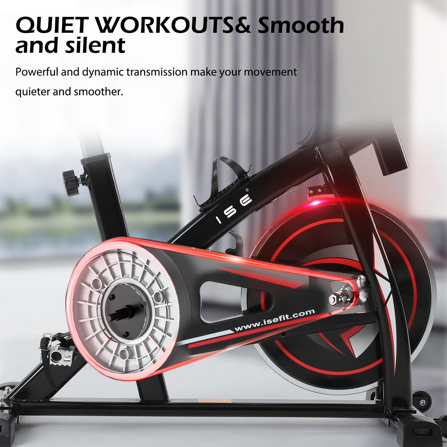 ISE Bicicletta Cyclette Da Casa con Resistenza Regolabile, cyclette professionale con Sensore di Impulso, Porta Celullare, Ruote di Trasporto, Bicicletta Cyclette Indoor,Silenzioso, SY-7802