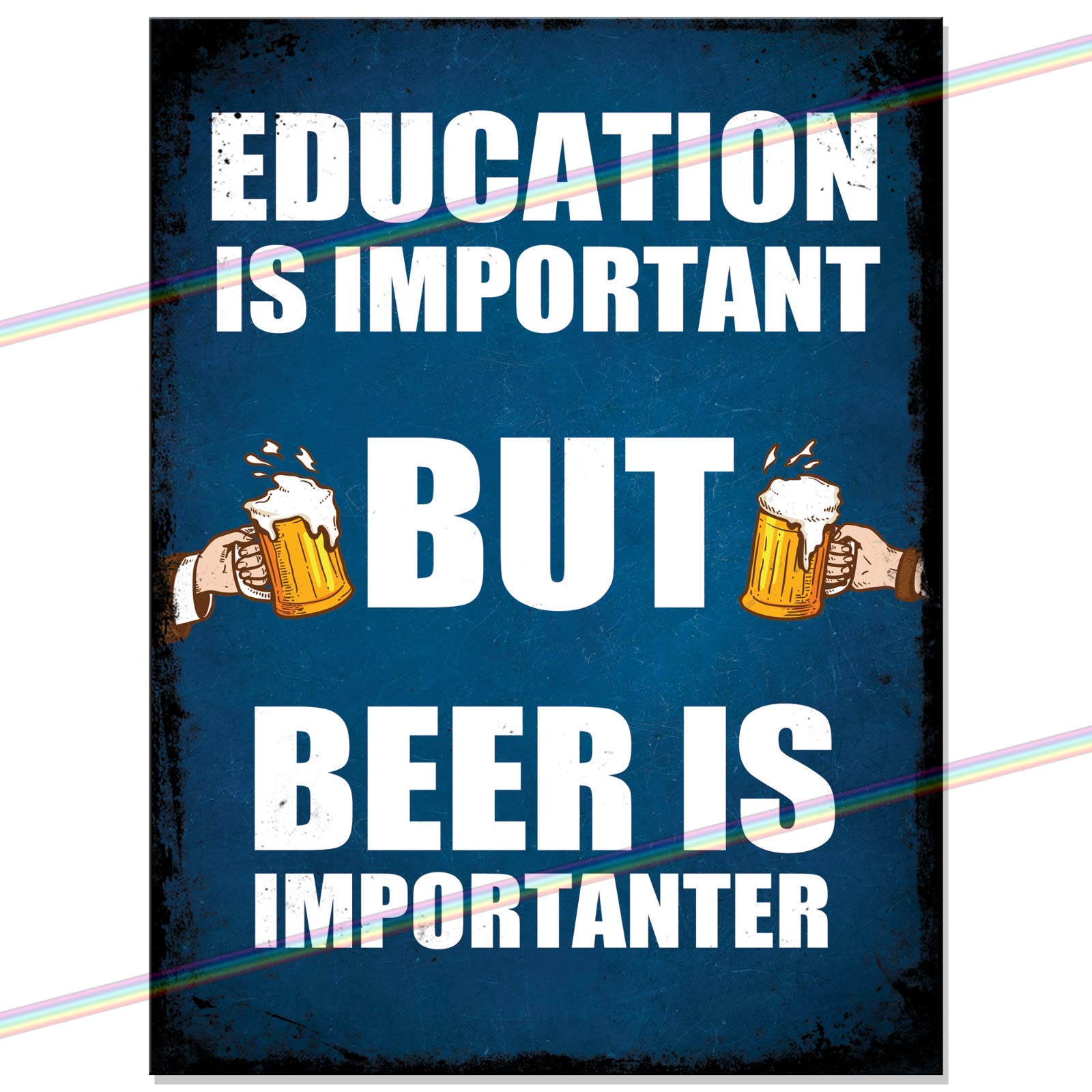 P&P Homeware Education is Important Funny Aluminium Sign - 15x10cm Retro Wall Plaque for Garden Bar, Kitchen, Garage - Witty Joke Gift