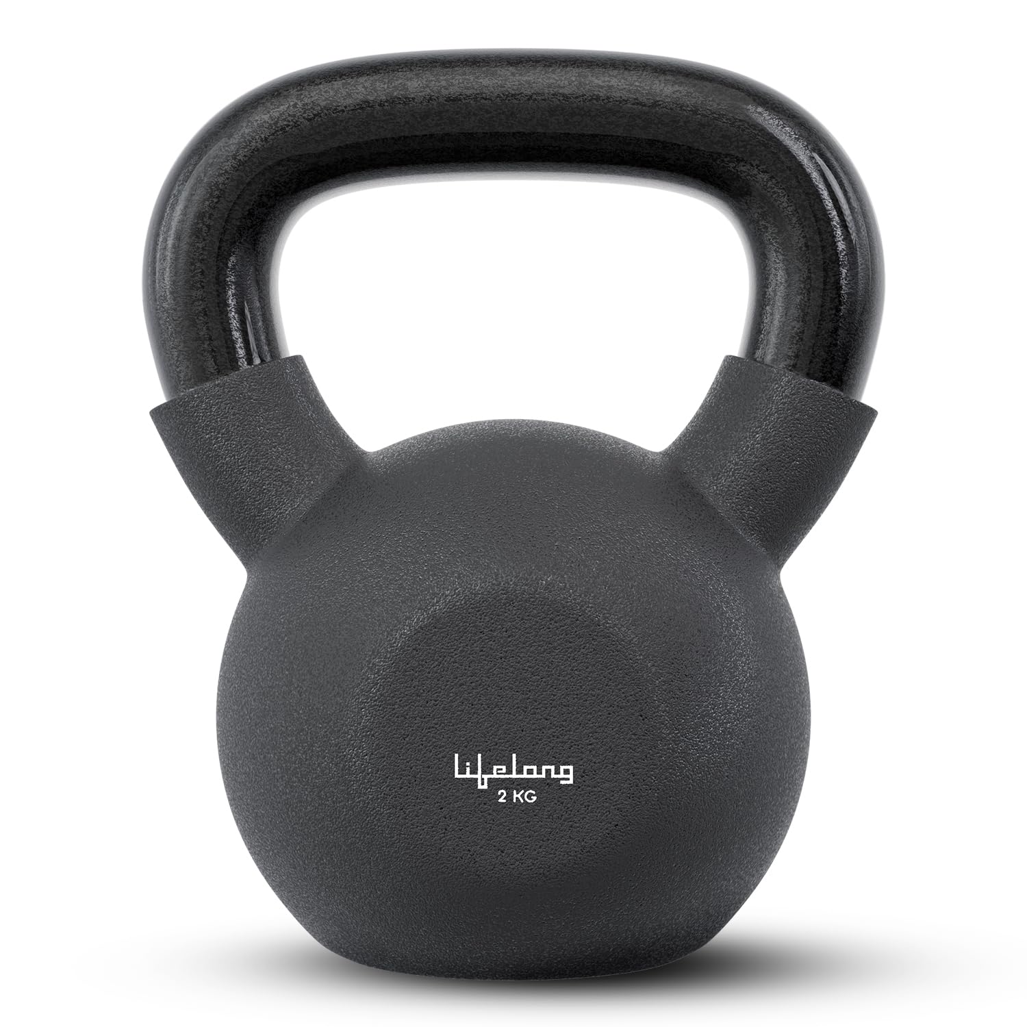 Lifelong Neoprene Cast Iron Kettlebell | Gym Equipment for Home Workout | Strength Training Kettlebell for Weightlifting | Fitness Equipment for Men & Women | Home Gym Exercise Weights (2 Kg, Black)