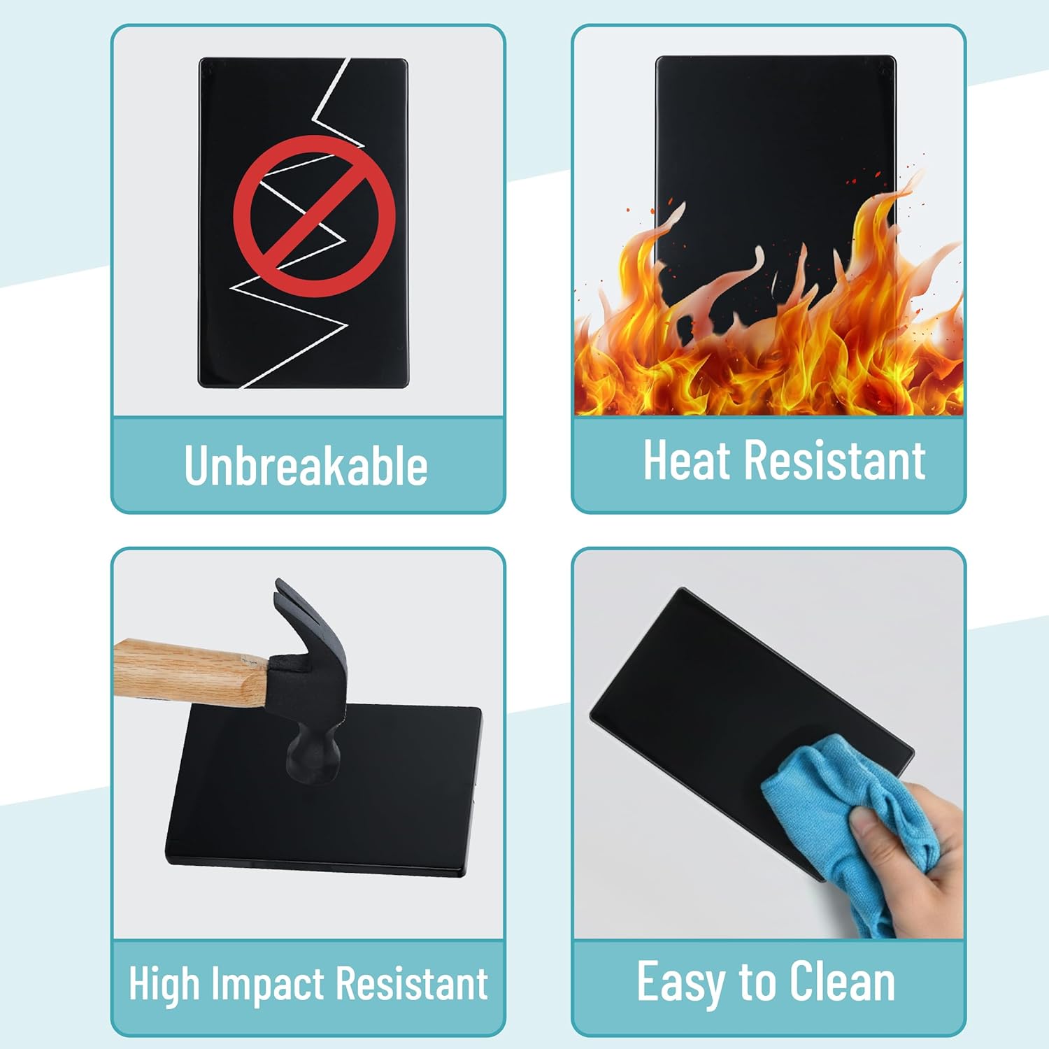 Bates- 1-Gang Screwless Blank Wall Plate Cover, Standard Size, 4.68" x 2.93", 2 Pack, Black, Glossy, Child Safe Blank Device Outlet Cover, Polycarbonate Thermoplastic, Heat & Impact Resistant