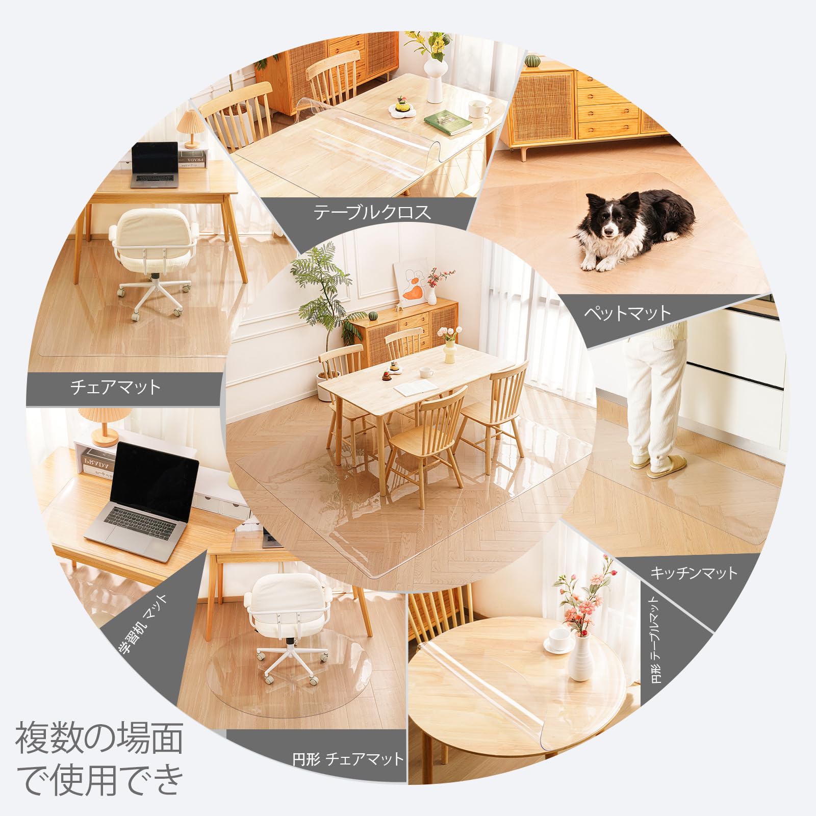 Amazon.co.jp: ダイニングマット 床保護マット 透明 椅子 チェア 