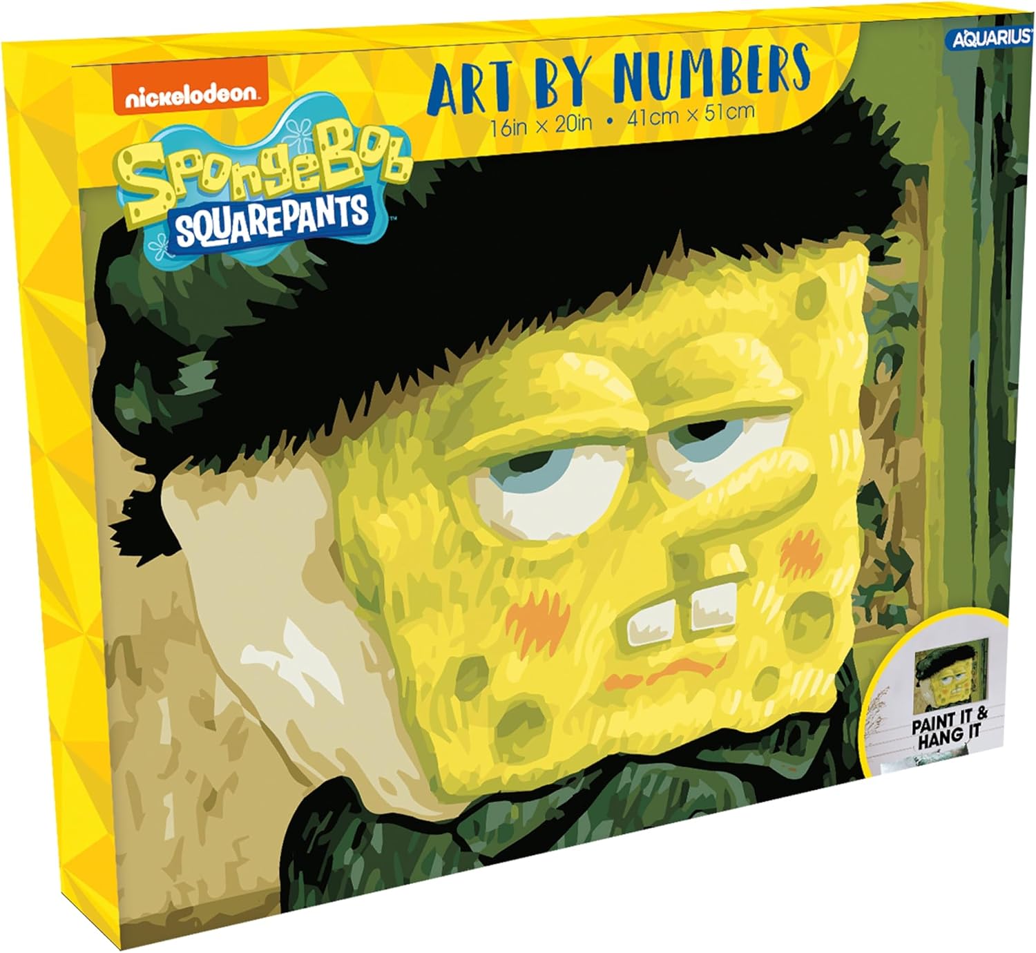 AQUARIUS Spongebob Squarepants Paint by Numbers Kit, 16 x 20 Canvas Art Set for Adults, Kids, Fans & Collectors, Officially Licensed Wall Decor Gift