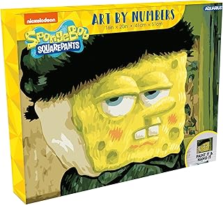AQUARIUS Spongebob Van Gogh Art by Numbers - 16 x 20 inches Spongebob Themed Paint by Number for Adults & Kids - DIY Color by Number Paint Kit for Beginner - Officially Licensed