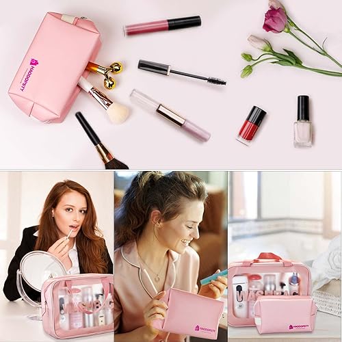 Miniatura 2 de Neceser de cosméticos para mujer, paquete con pequeña bolsa de maquillaje, bolsa de viaje transparente para artículos de tocador, paquete de 2,
