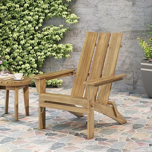 Silla Adirondack plegable de madera para patio, terraza y jardín al aire libre, silla de salón rústica de madera de acacia con diseño ergonómico