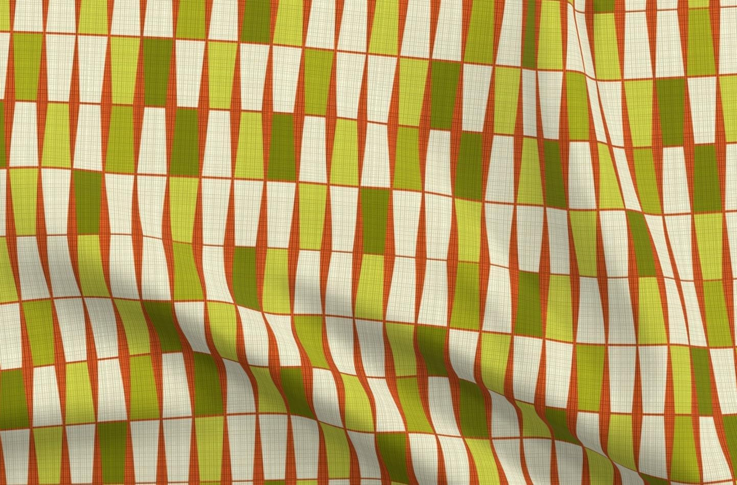 Spoonflower Fabric - Geometric 1960S Abstract Atomic Mid Century Modern Woven Look Retro Printed on Petal Cotton Fabric Fat Quarter - Sewing Quilting Apparel Crafts Decor