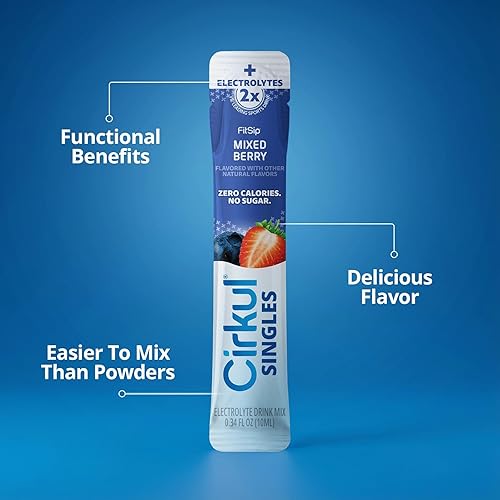 Miniatura 4 de Cirkul FitSip - Paquete de 24 paquetes de líquido transparente con electrolitos potenciadores de agua, bayas mixtas, cereza blanca, explosión