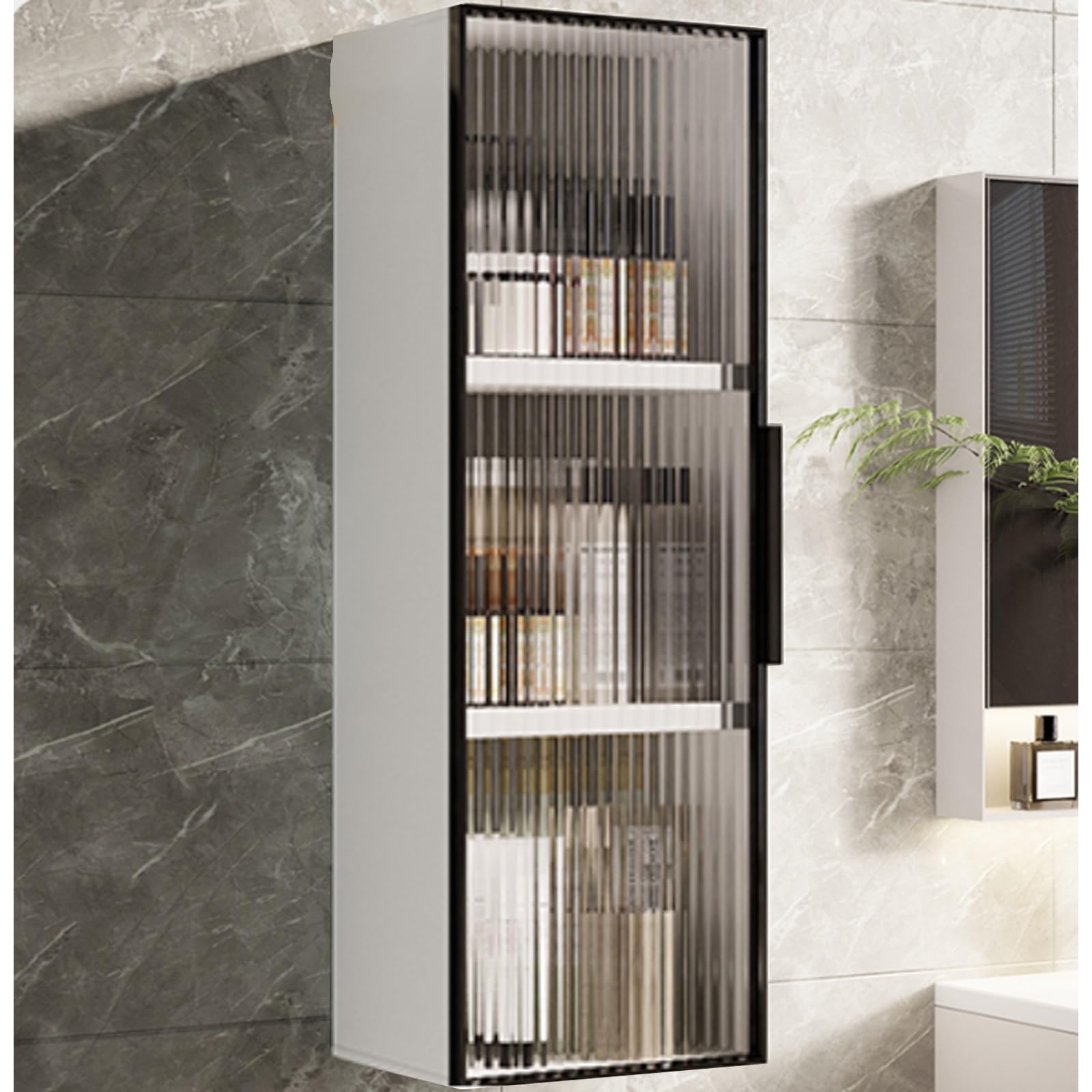 Aluminum Wall Mounted Sto Cabinet Versatile Over The Toilet For Bathroom Kitchen & Dining Room Mcine & Makeup Sto Solut,White+Black-70*15*25Cm/27.6*5.9*9.8In,White+black-70*15*25cm/27.6*5.9*9.8in