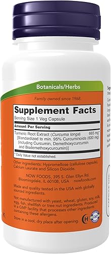 Miniatura 2 de NOW Curcumina de cúrcuma, 60 cápsulas vegetales, alimentos