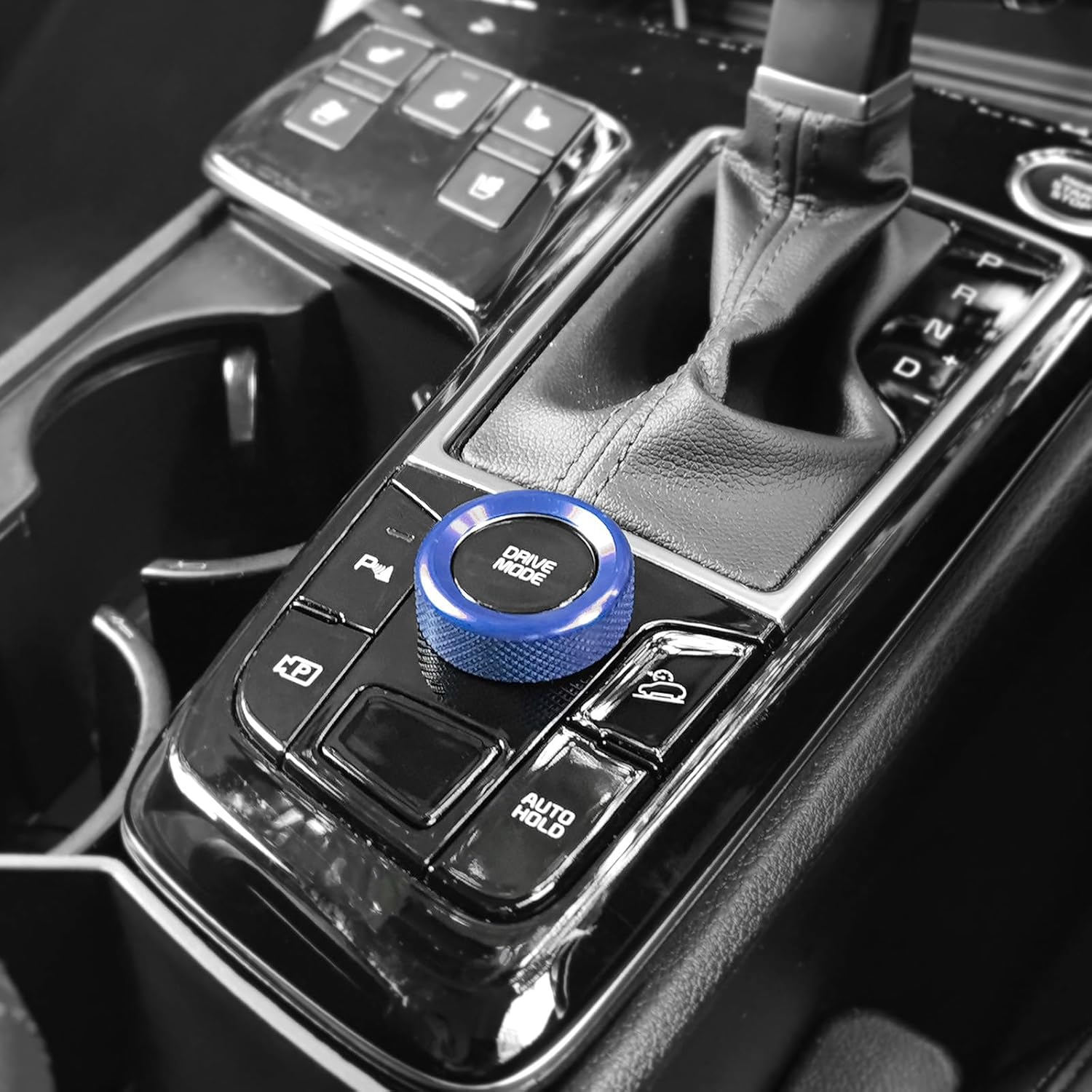 Aluminum Car Gear Control Knob Cover Drive Mode Gear Shift Switch Knob Protective Cover Compatible with Kia Sportage 2023-2025 Accessories (Blue Style)