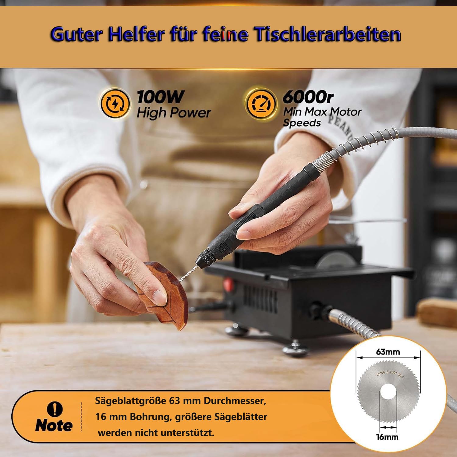 Mini Scie Circulaire De Table 100W Portable - 7 Vitesses - Profondeur 16mm - Pour Bricolage Précis