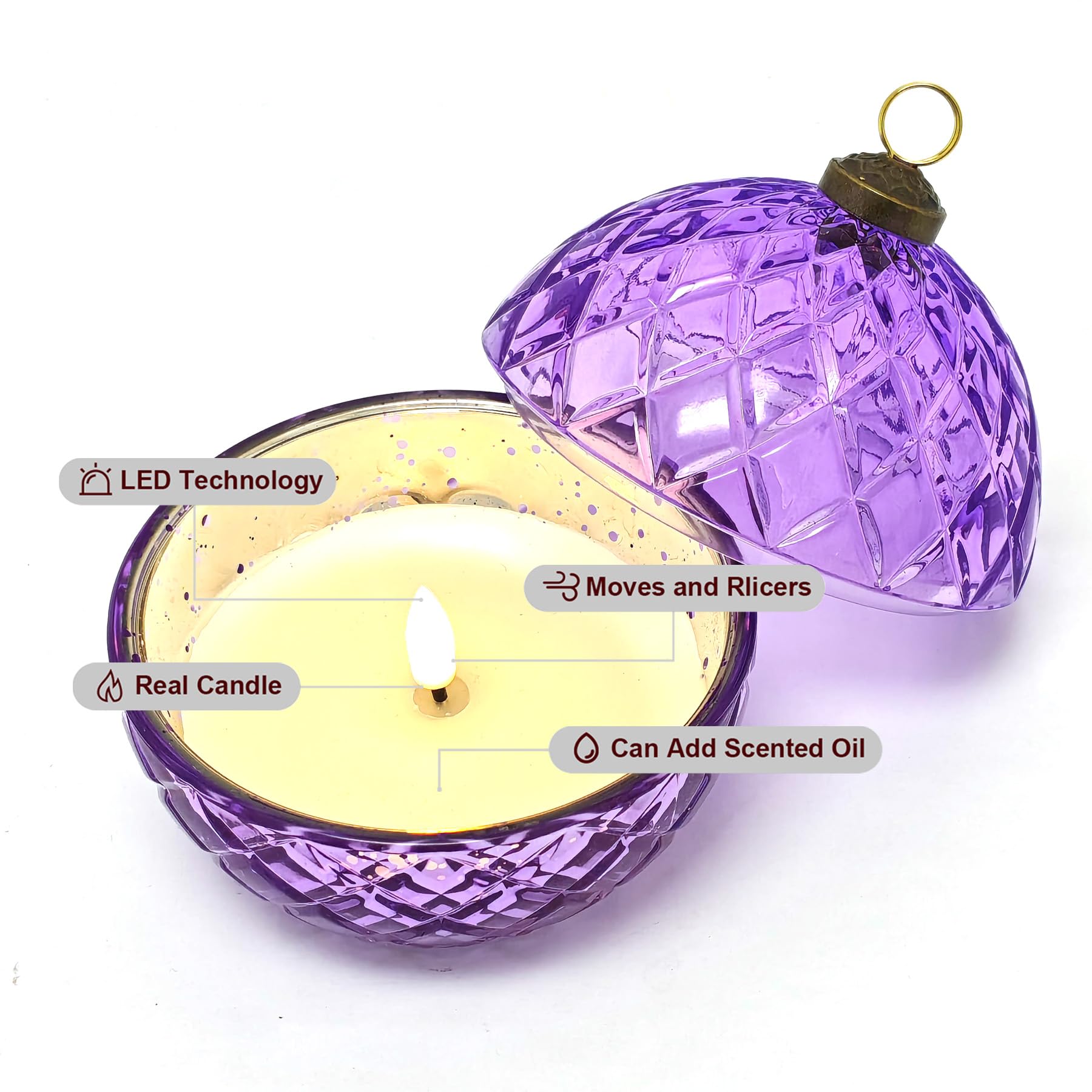 Candele LED senza fiamma in vetro a batteria, luci tremolanti per Halloween, Natale, decorazione della casa, perfette come regalo di compleanno per moglie, fidanzata, regalo di anniversario e
