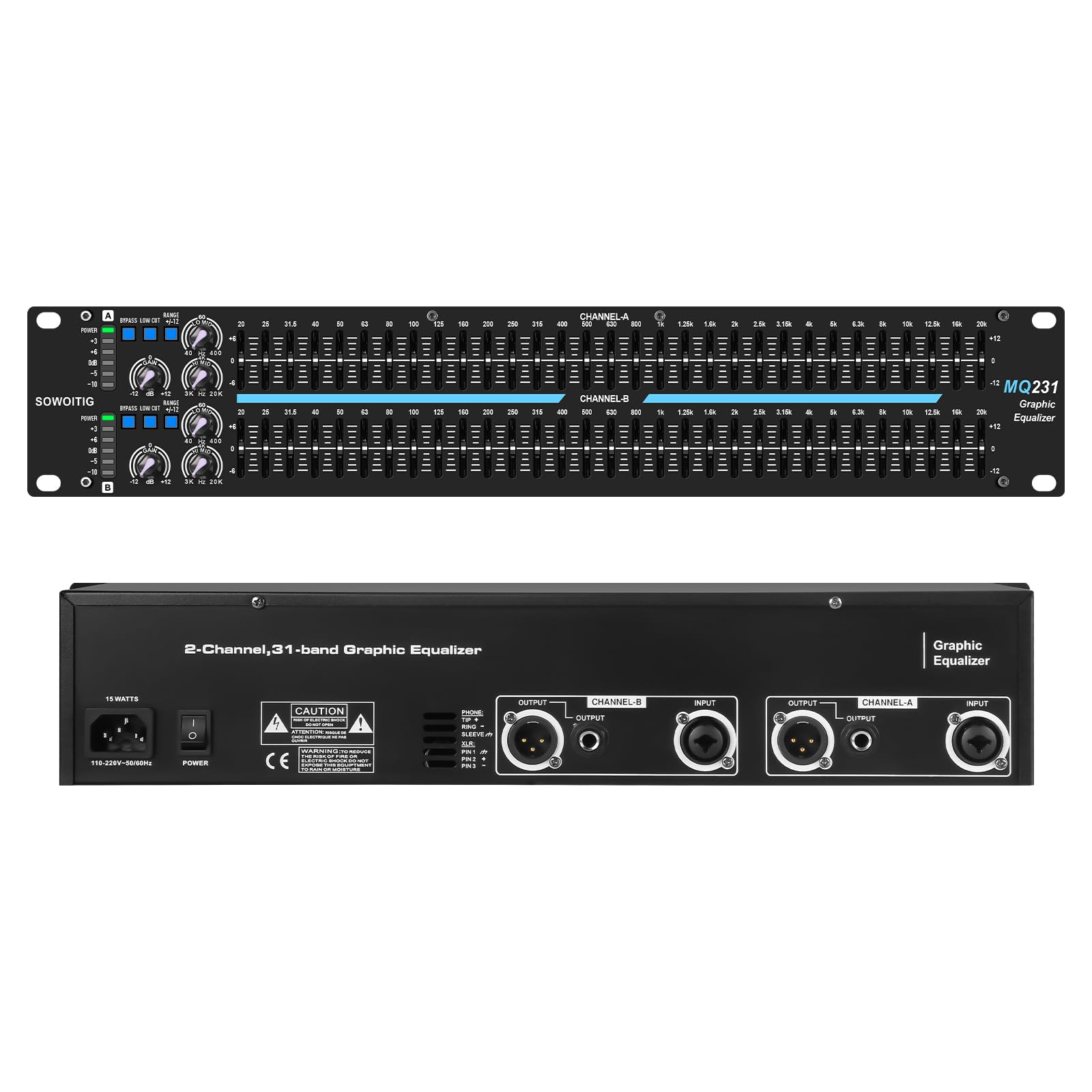 31-Band Stereo Equalizer, Dual Channel Grafik-Equalizer für Audioanlagen | Professionelle Klangsteuerung mit 31 Bändern pro Kanal, verbessert Klarheit und Balance für Live- und Heim-Audio