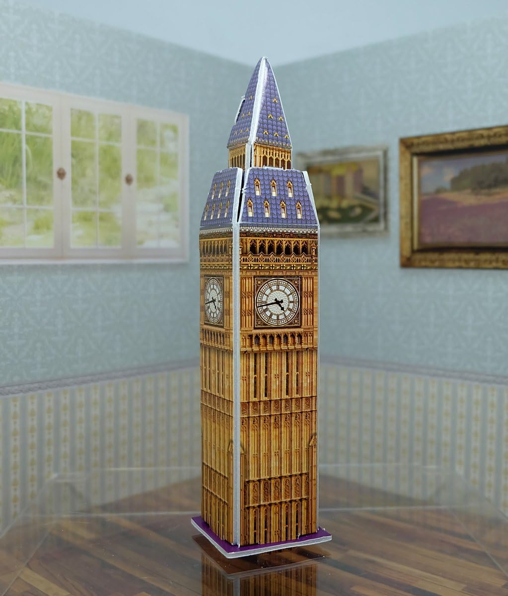Fonzafba Mini 3D Puzzles Architecture 'Elizabeth Tower : Big Ben' Easy for Baby 3 Years and More Mini Size 2.6" x 4.2"