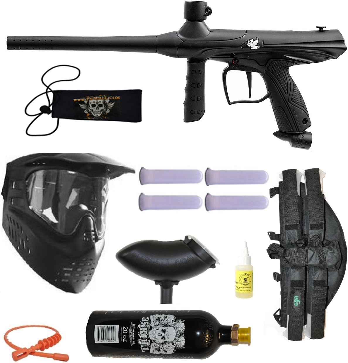 Tippmann Gryphon Paintball Marker Gun 3Skull 4+1 BC Mega Set - Black