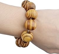 Vista 7 de Natural Wooden Beads, 100 Pieces 18mm Diameter Round Loose Spacer Beads Large Hole (6.5mm) Wooden Craft Beads with Beautiful Grain for DIY Handmade