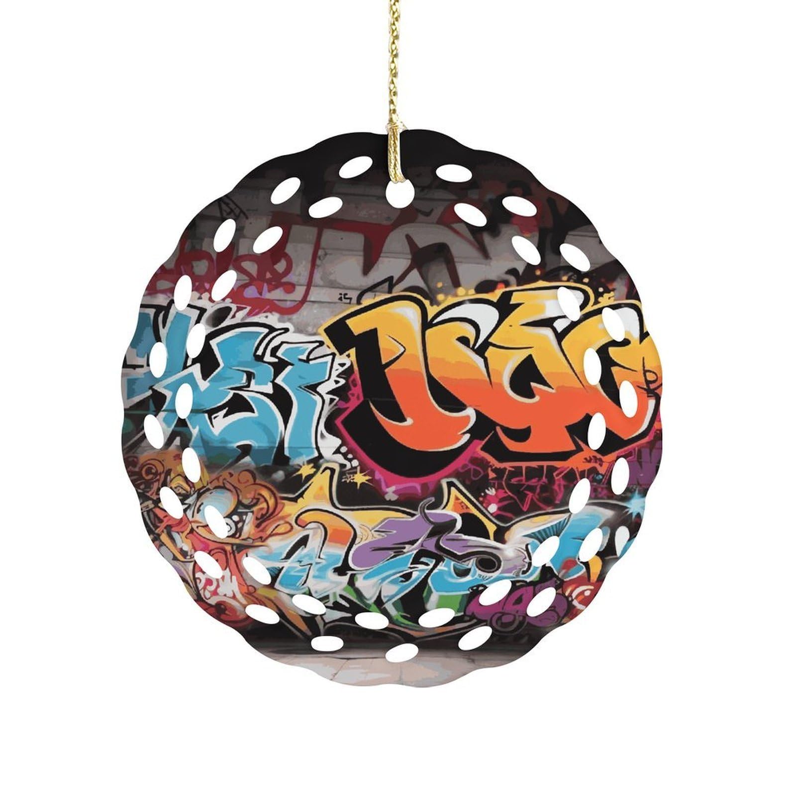 Fekiloot Women's Style Graffiti Hip Hop Ceramic Ornaments 3 Inch Round,Holiday Keepsake For ,Girls,Pet Owners,Hanging Ornament Gifts Idea For Home