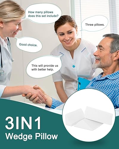 Miniatura 2 de Cuñas de espuma para posicionamiento en la cama  Almohadas de cuña 3 en 1 en forma de R para personas mayores, adultos, pacientes postrados en cama
