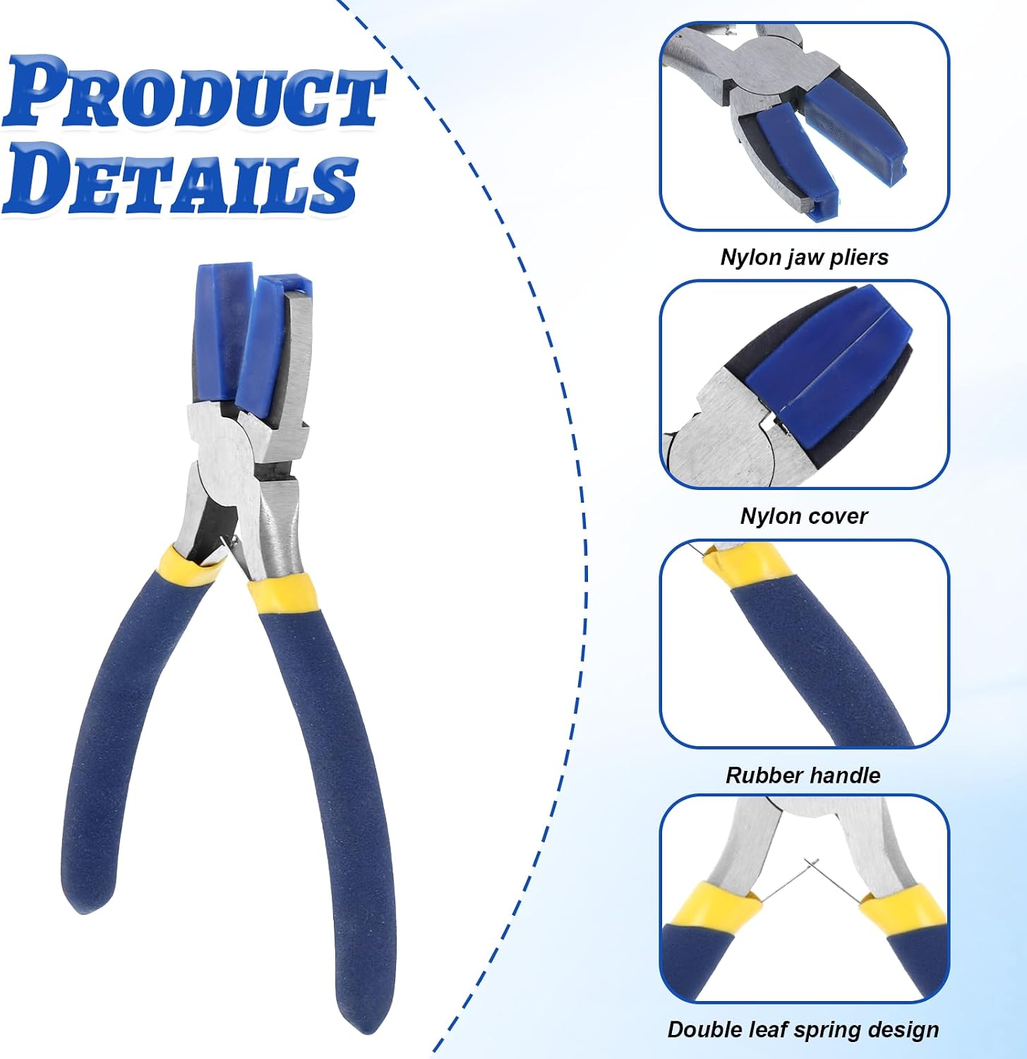 Nylon Jaw Pliers Jewelry Making Tools 5.5-Inch Double Bail Making Pliers Nylon Flat Jaw Plier Wire Wrapping Tool for Beading Looping