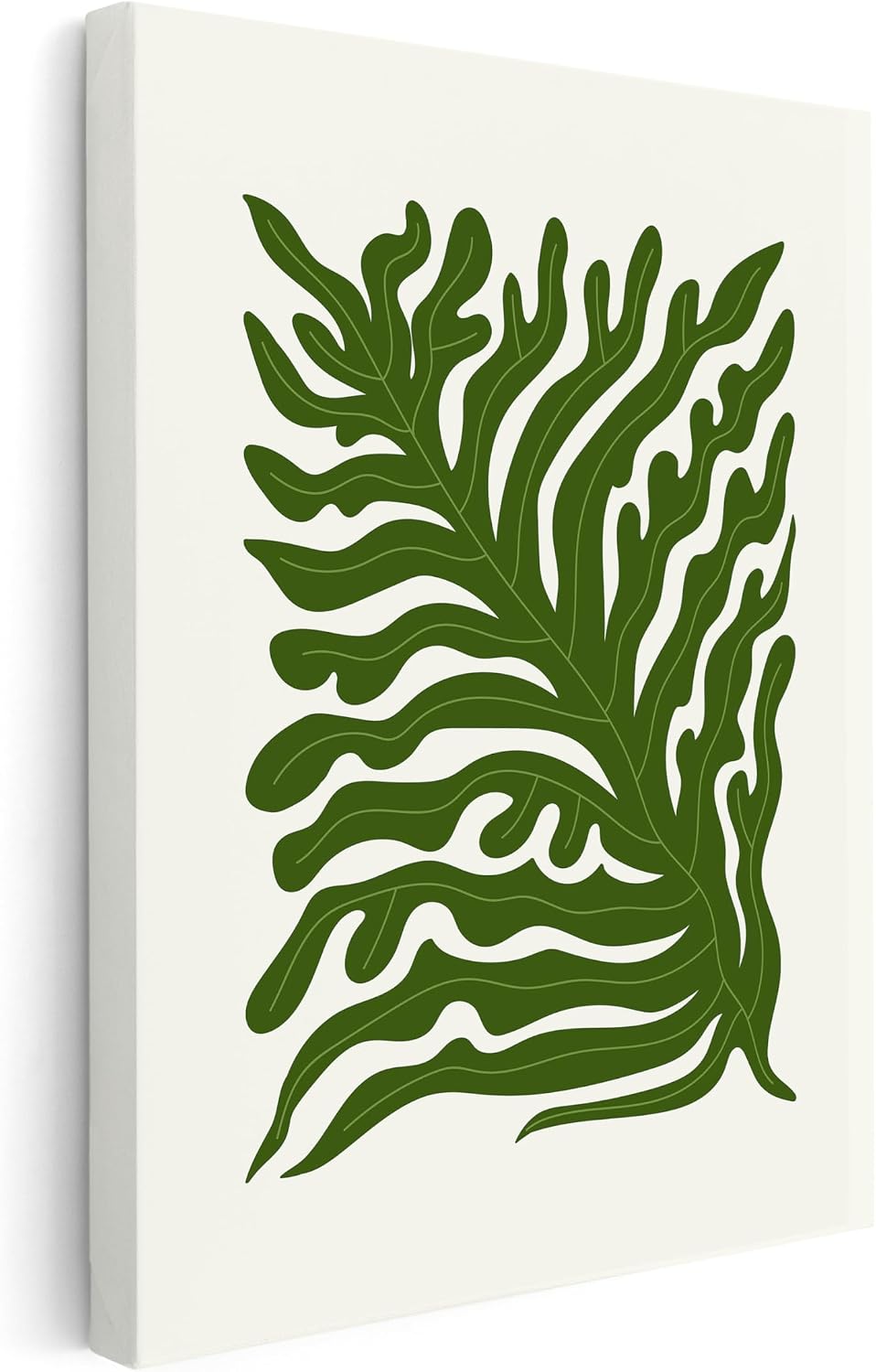 Poster Master Green Floral Canvas - Retro Abstract Print - Groovy Coral Art - Chic Boho Design - Trendy & Modern Art - Aesthetic Living Room or Office Wall Decor - 8x10 STRETCHED Canvas