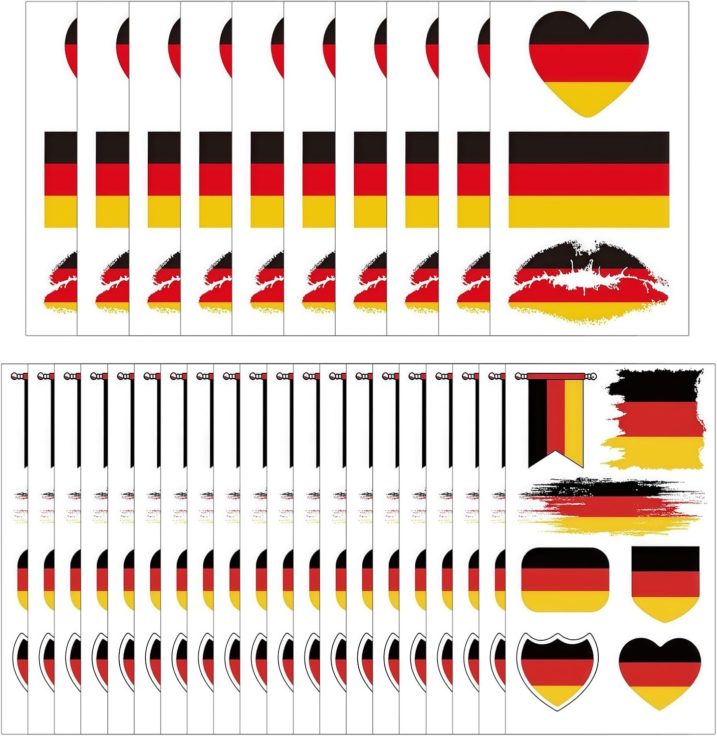 Germany Fan Item Pack of 30 Germany Stickers & Tattoo Helmet Stickers Football 2026 for Men and Women