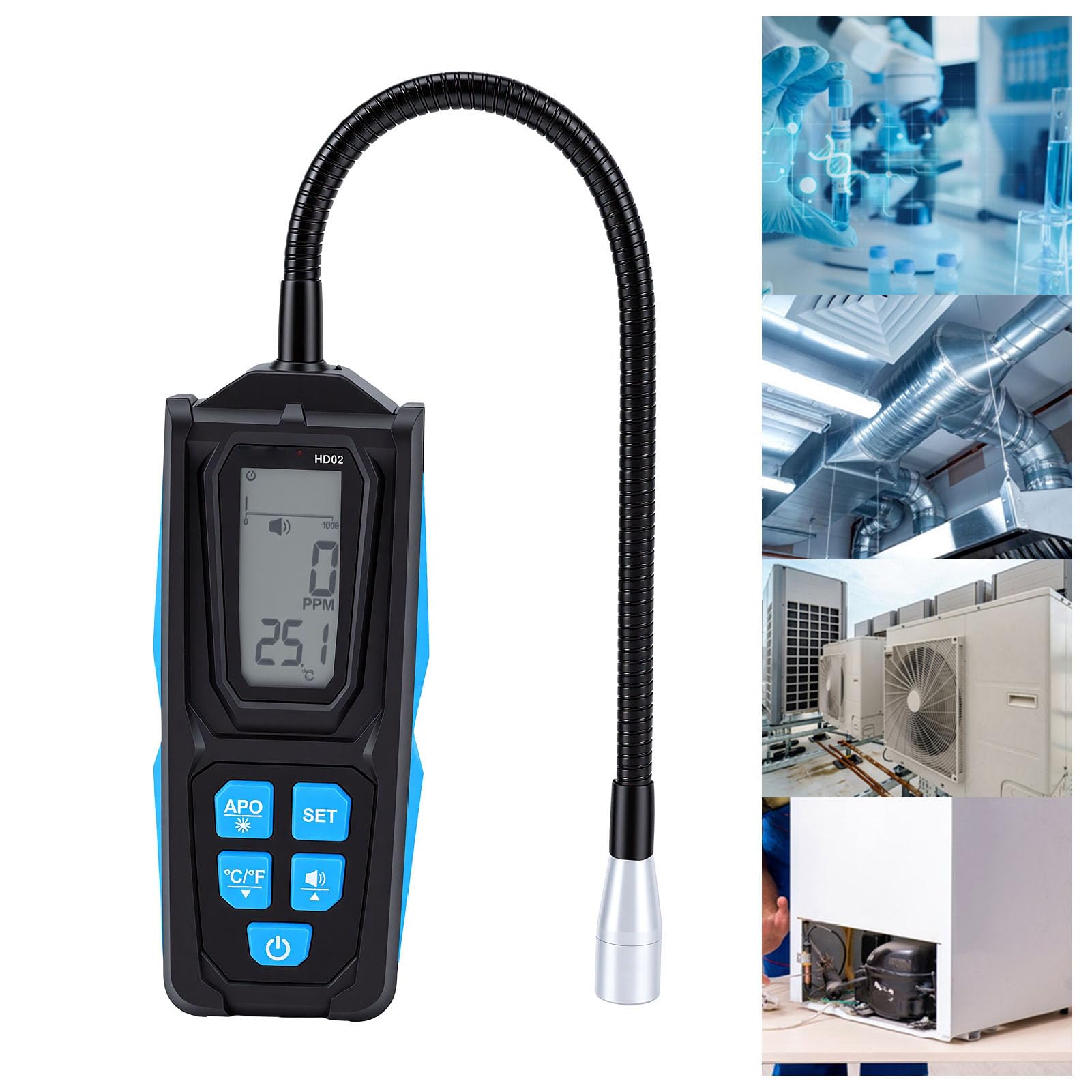Fafeicy Detector de Fugas de Refrigerante R22 con Alarmas Visuales Audibles