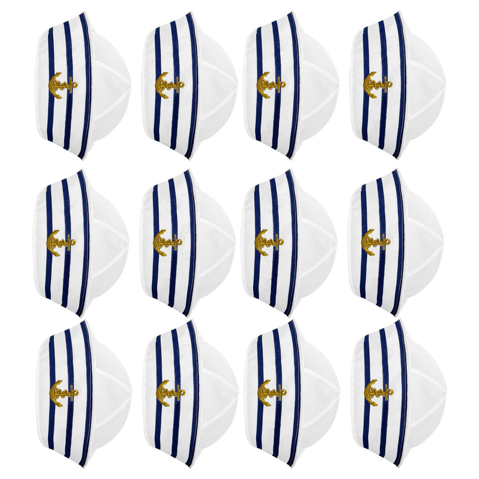 Gadpiparty 12 Pezzi Cappello da Marinaio Blu e Bianco, Adulto, Poliestere
