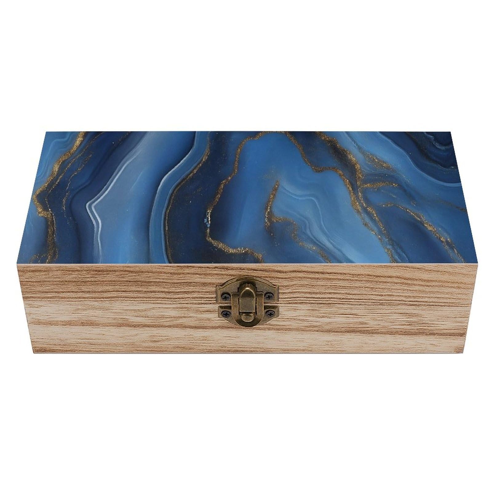 Oudrspo Blue Gold Marble(1) Retro Wooden Storage Box Keepsake Jewelry Decorative Art Storages Box Gift Boxs