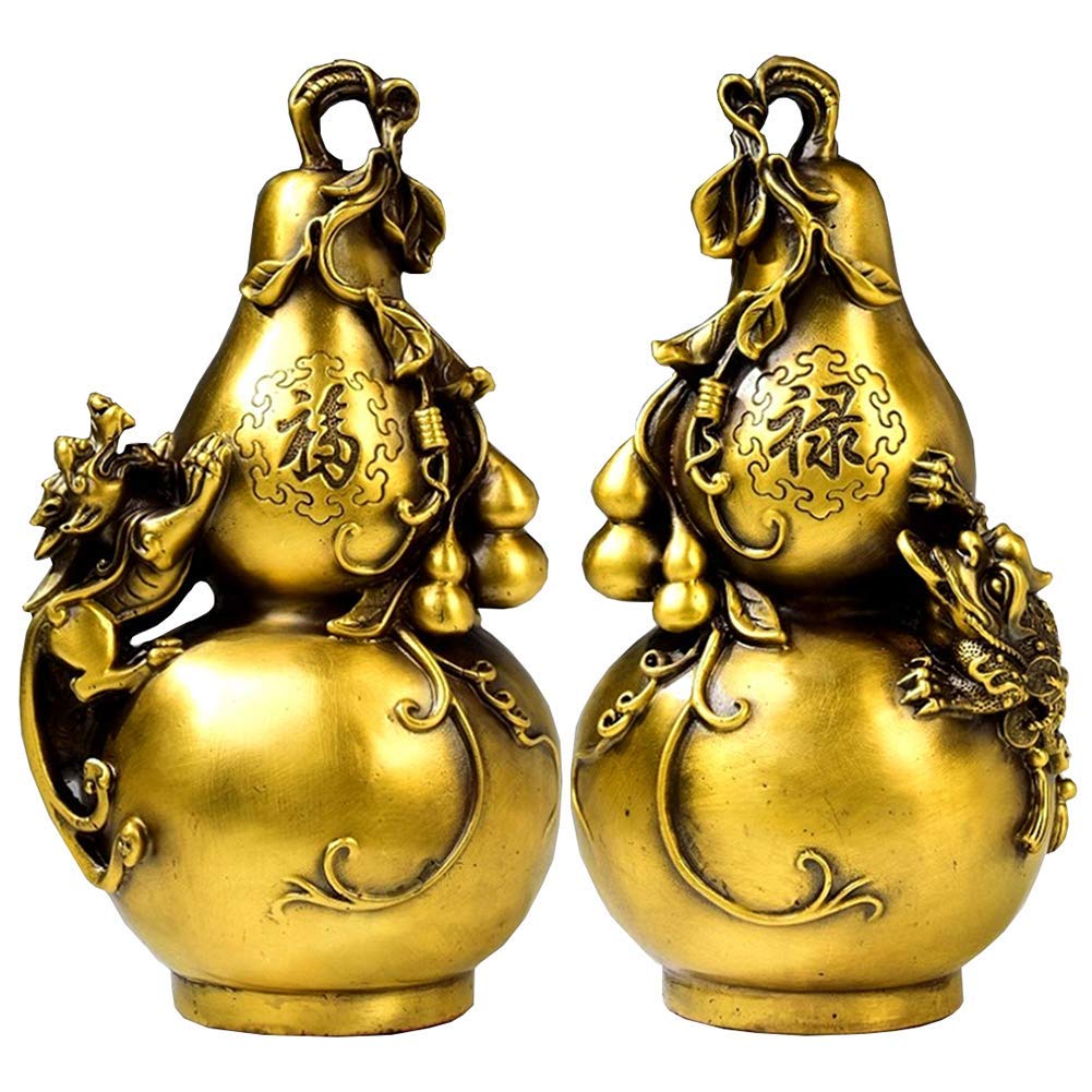 YNIYUJKL Chinese Statue Ornament Brass Feng Shui Wu Lou/Hu Lu With Carving Pi Xiu And Money Frog Sculpture Home Decoration, Attracting Wealth And Good Luck,Set,Upps?ttning-A