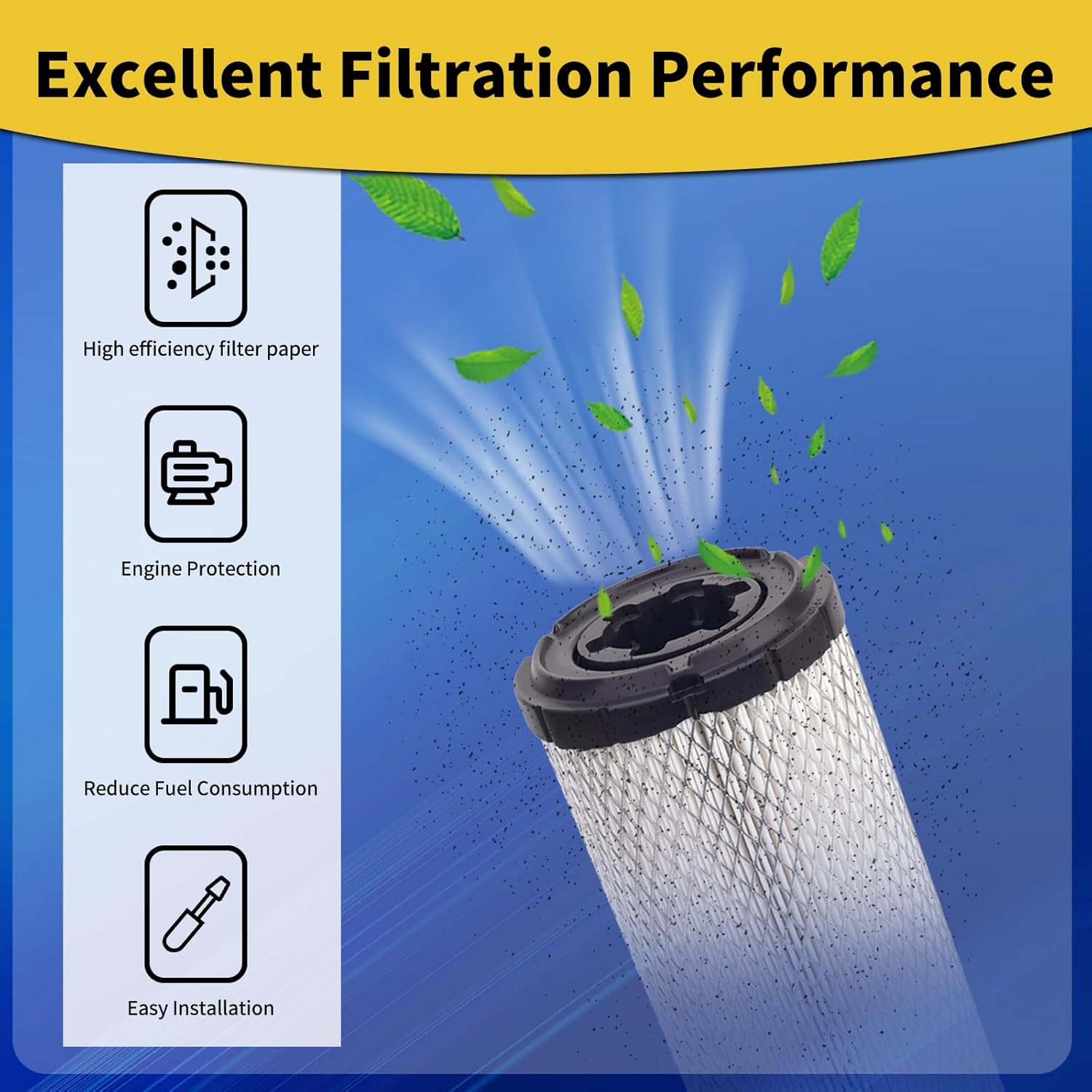 11013-7044 11013-7045 Inner & Outer Air Filter Cleaners for Donaldson P821575 P822858 Kohler 25-083-01-S M131802 M131803, for Kawasaki FX850V 730V 691V 801V 751V 1000V FH680V