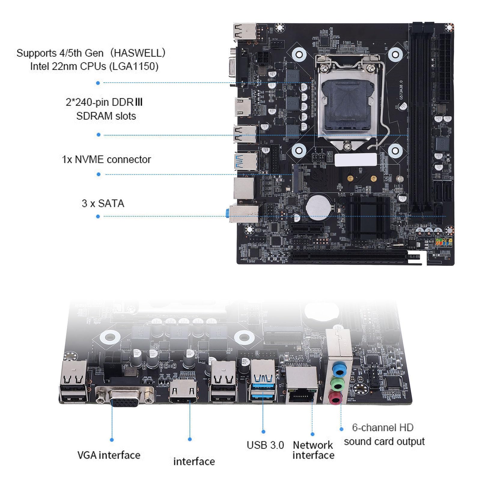 Socket 1150 Motherboard For I3 4th Gen Intel Motherboard H81