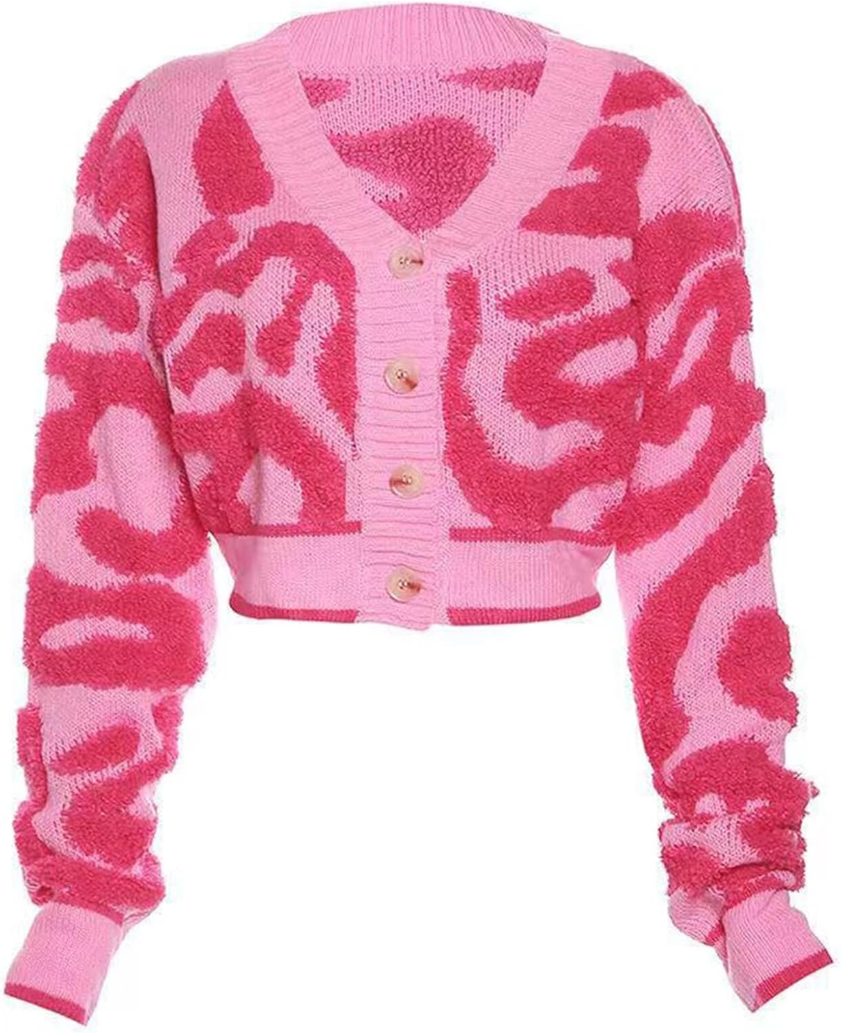 Womens Cute Button Up Cardigans Long Sleeve Open Front Cable Knit Color Block Short Cardigans Sweaters Outerwear Coats - Image 6