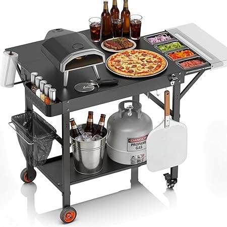 EUTRKei Pizza Oven Table with Topping Station - 45" x